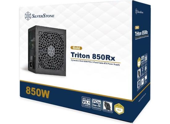 SilverStone Triton 850Rx Gold 850W (ATX 3.1) PCIE 5.1 (12V-2x6 ) 80 Plus Gold Fixed Cables - High Performance Power Supply w/ Silent 120mm Fan