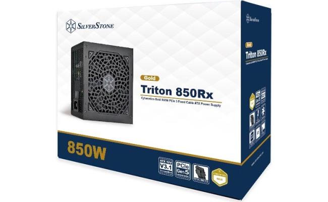 SilverStone Triton 850Rx Gold 850W (ATX 3.1) PCIE 5.1 (12V-2x6 ) 80 Plus Gold Fixed Cables - High Performance Power Supply w/ Silent 120mm Fan