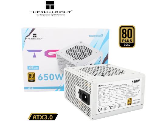 Thermalright (TG-650S-W) Gold 650W (ATX 3.0) 80 Plus Gold Non Modular, Smart Fan - Power Supply (White)