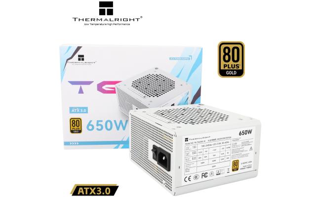 Thermalright (TG-650S-W) Gold 650W (ATX 3.0) 80 Plus Gold Non Modular, Smart Fan - Power Supply (White)