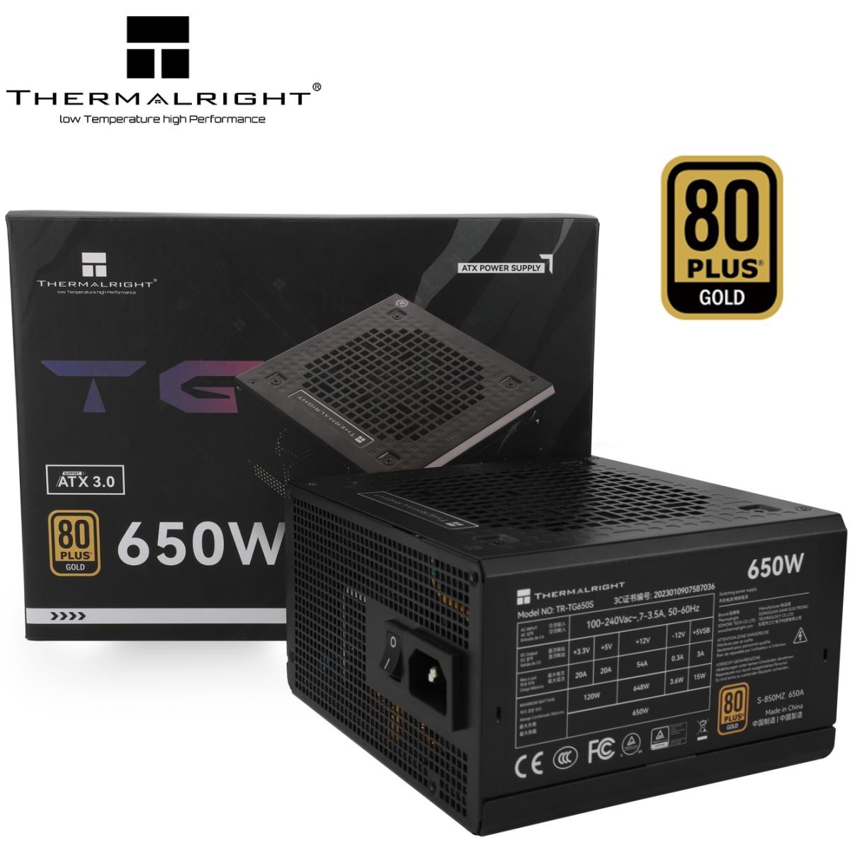 Thermalright (TG-650S) Gold 650W (ATX 3.0) 80 Plus Gold Non Modular, Smart Fan - Power Supply