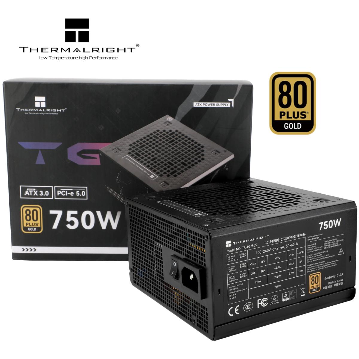 Thermalright (TG-750S) Gold 750W (ATX 3.0) PCIE 5.0 (12VHPWR) 80 Plus Gold Non Modular, Smart Fan - Power Supply