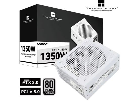 Thermalright (TP1350-W) Platinum 1350W (ATX 3.0) PCIE 5.0 (12VHPWR) 80 Plus Platinum Full Modular, Smart Fan - Power Supply (White)