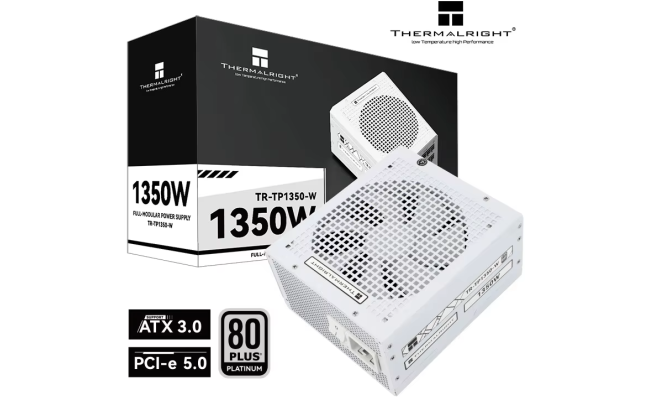 Thermalright (TP1350-W) Platinum 1350W (ATX 3.0) PCIE 5.0 (12VHPWR) 80 Plus Platinum Full Modular, Smart Fan - Power Supply (White)