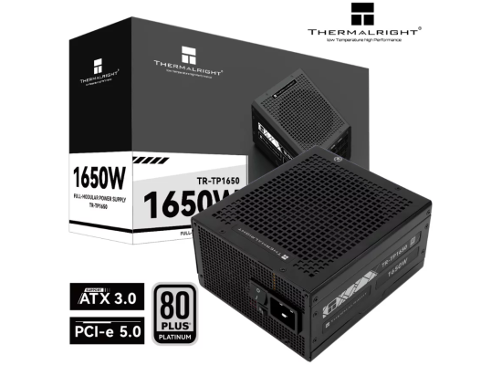 Thermalright (TP1650) Platinum 1650W (ATX 3.0) PCIE 5.0 (12VHPWR) 80 Plus Platinum Full Modular, Smart Fan - Power Supply