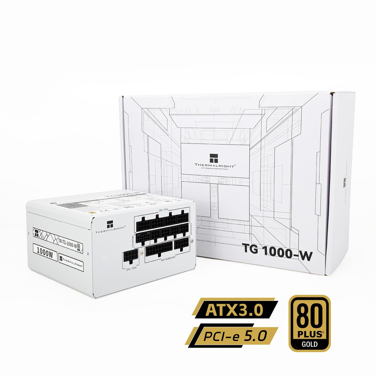 Thermalright (TG-1000-W) Gold 1000W (ATX 3.0) PCIE 5.0 (12VHPWR) 80 Plus Gold Full Modular, Smart Fan - Power Supply (White)
