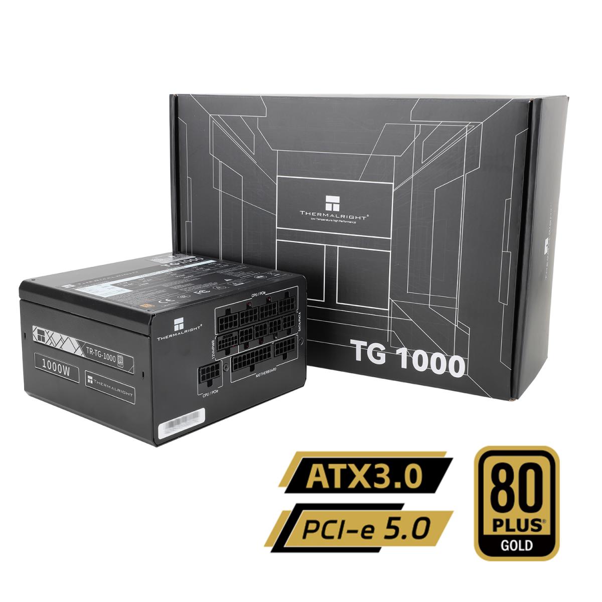Thermalright (TG-1000) Gold 1000W (ATX 3.0) PCIE 5.0 (12VHPWR) 80 Plus Gold Full Modular, Smart Fan - Power Supply