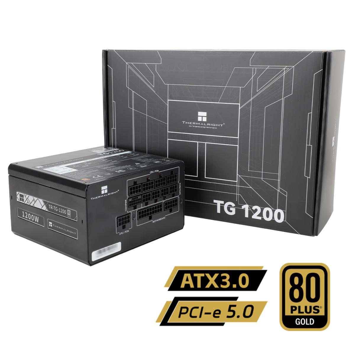 Thermalright (TG-1200) Gold 1200W (ATX 3.0) PCIE 5.0 (12VHPWR) 80 Plus Gold Full Modular, Smart Fan - Power Supply
