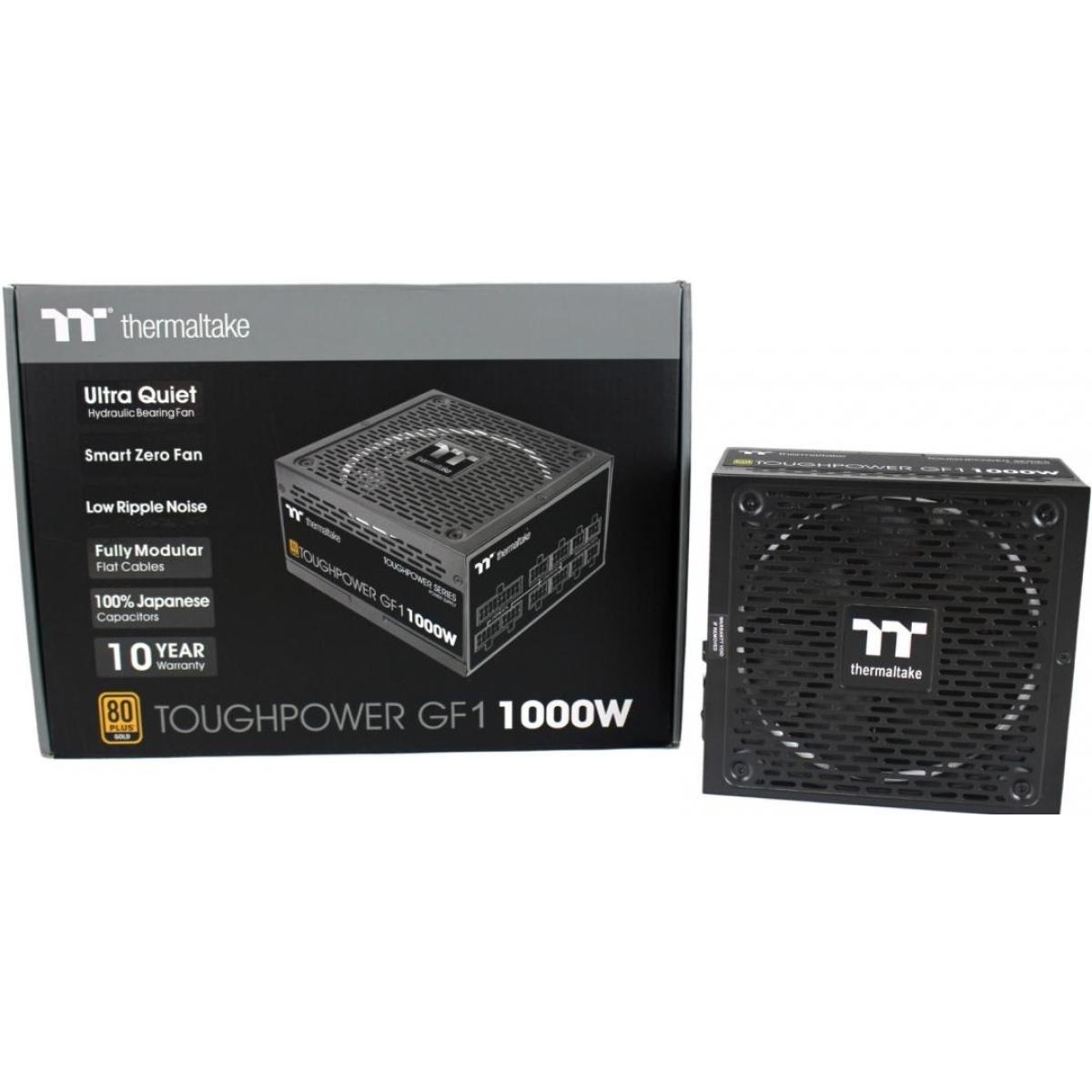 Thermaltake Toughpower GF1 1000W 80+ Gold Analog Controlled SLI Full Modular Power Supply, Ultra Quiet 140mm Hydraulic Bearing Fan, Smart Zero Fan
