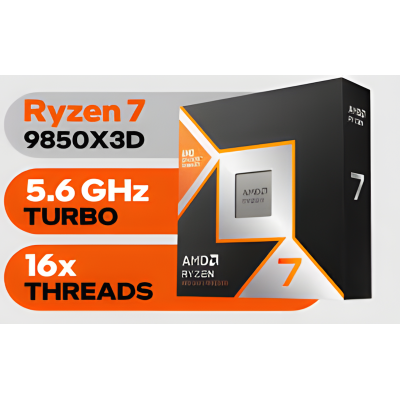 AMD RYZEN 7 9850X3D Up to 5.6GHz 8 Cores 16 threads 96MB Cache AM5 CPU Processor w/ 2nd Gen AMD 3D V-Cache