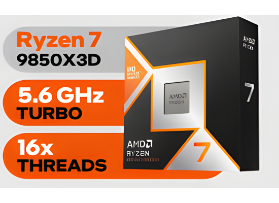 AMD RYZEN 7 9850X3D Up to 5.6GHz 8 Cores 16 threads 96MB Cache AM5 CPU Processor w/ 2nd Gen AMD 3D V-Cache