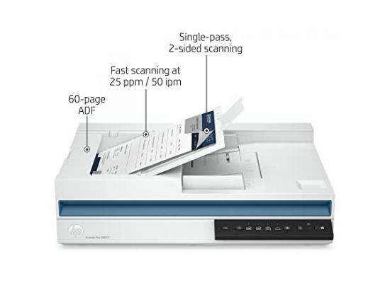 HP ScanJet Pro 2600 f1 Scanner,  Scanning Up To 50 images (25 pages) per minute, Duplex scanning in one pass, Automatic document feeder