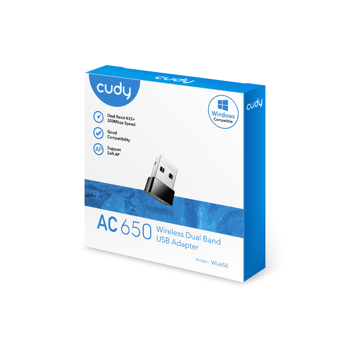 Cudy AC650 Wireless Dual Band USB Adapter (2.4GHz Up To 200Mbps) (5GHz Up To 433Mbps)