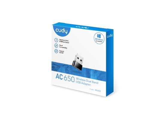 Cudy AC650 Wireless Dual Band USB Adapter (2.4GHz Up To 200Mbps) (5GHz Up To 433Mbps)