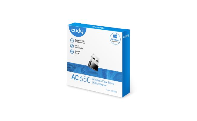 Cudy AC650 Wireless Dual Band USB Adapter (2.4GHz Up To 200Mbps) (5GHz Up To 433Mbps)