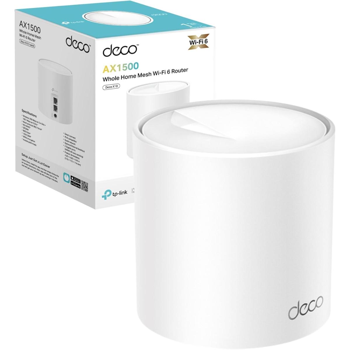 TP-Link Deco X10 Router WiFi 6 AX1500Mbps Mesh System, Gigabit Ethernet Ports, Extender Booster, Easy Setup, Internet Booster Routers