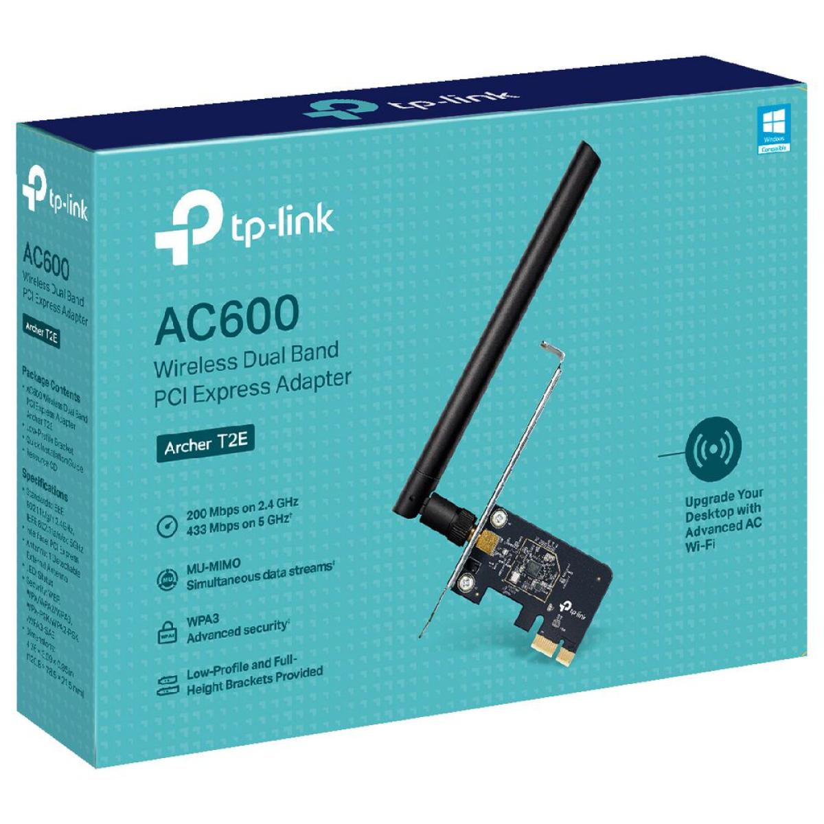 TP-Link Archer T2E AC600 Wireless Dual Band PCI Express Adapter w/ Antenna (2.4Ghz Up To 200mb/s) (5GHz Up To 433mb/s)
