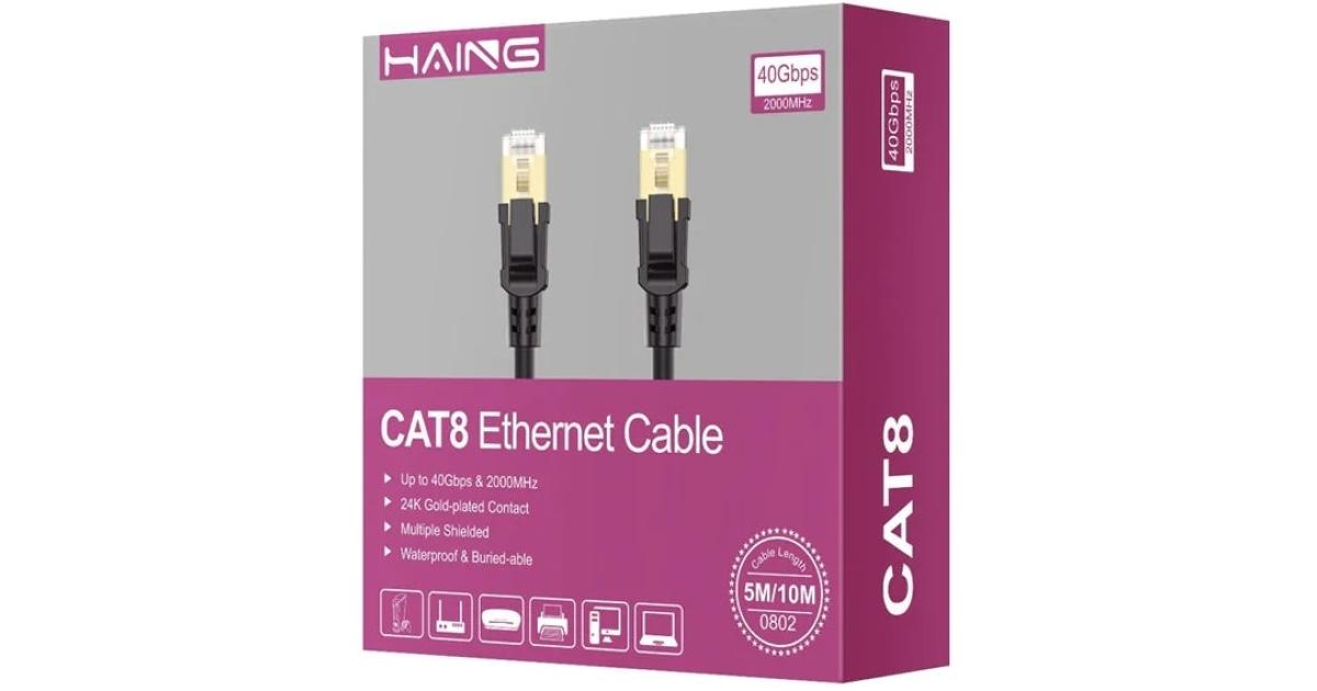 HAING CAT8 40Gbps 2000MHz Black High Quality RJ45 Ethernet Network ...