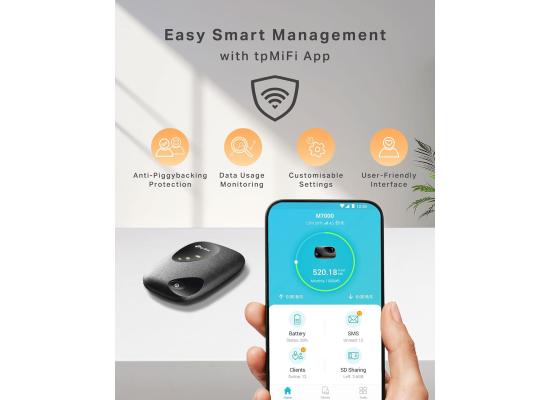 TP-Link M7000 4G+ MiFi Portable WiFi, Lasts Up To 8 Hours In Full Charge, Unlocked LTE-Advanced Cat4 Mobile Hotspot Dongle, SIM Card Slot, Caravan, High Global Compatibility, Easy App Management