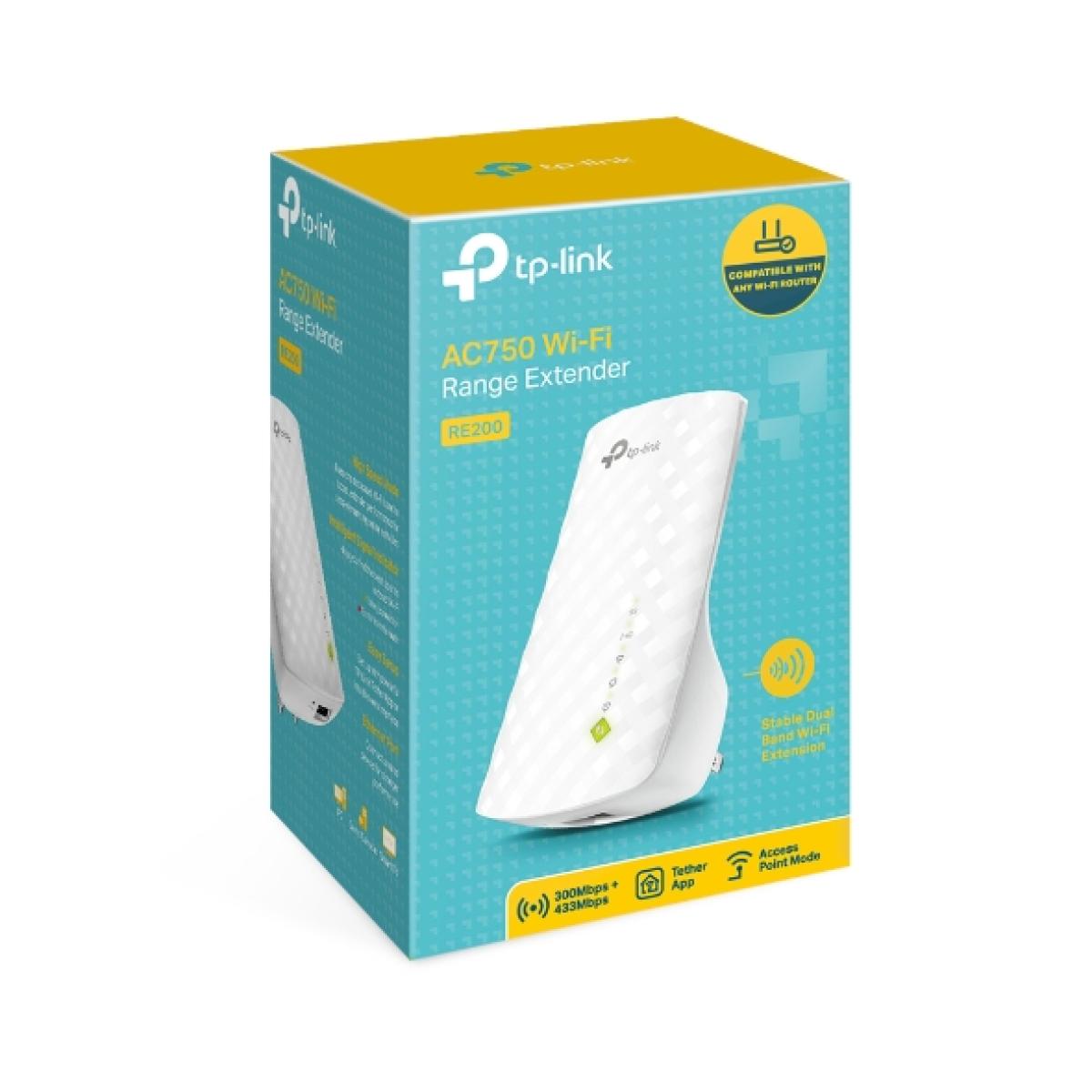 TP-LINK AC750 (RE200) DUAL BAND Mesh Wi-Fi Range Extender,433Mbps 5GHz - 200Mbps 2.4GHz W/ Access Point Mode