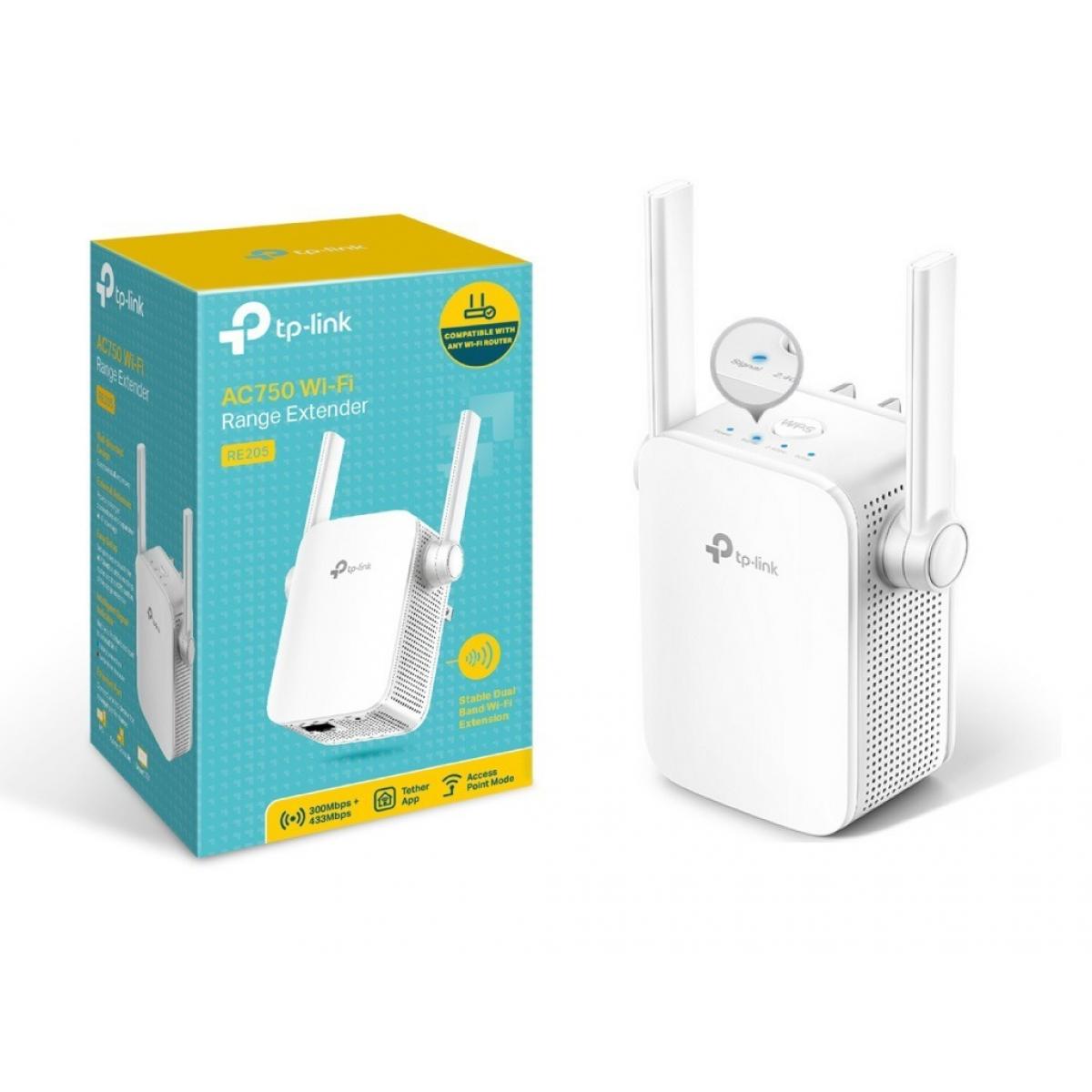 TP-LINK AC750 (RE205) DUAL BAND Wi-Fi Range Extender,433Mbps 5GHz - 200Mbps 2.4GHz W/ Access Point Mode