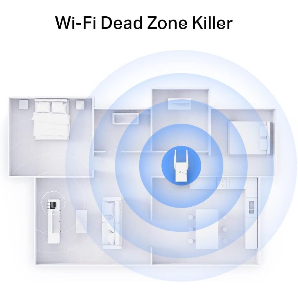 TP-Link - AX3000 Dual-Band Wi-Fi 6 Range Extender-RE705X Dual Band WiFi 6 - Separates 5 GHz (2402 Mbps) and 2.4 GHz (574 Mbps) WiFi bands for faster speeds and greater capacity with the latest technology