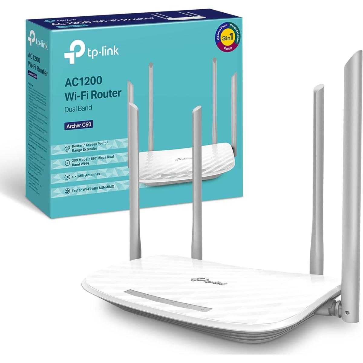 TP-Link Archer C50 AC1200 Dual-Band Wi-Fi Router, Wireless Speed Up To (300Mbps On 2.4GHz band & 867Mbps On 5GHz)- Router Mode, Access Point Mode, Range Extender Mode