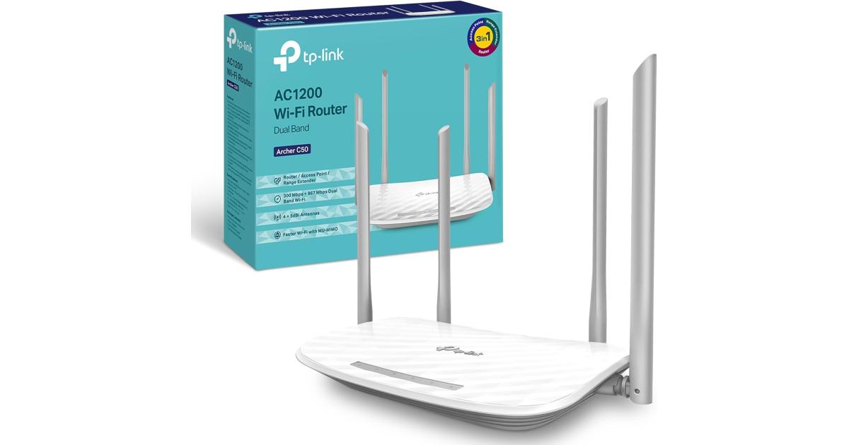 TP-Link Archer C50 AC1200 Dual-Band Wi-Fi Router, Wireless Speed Up To ...