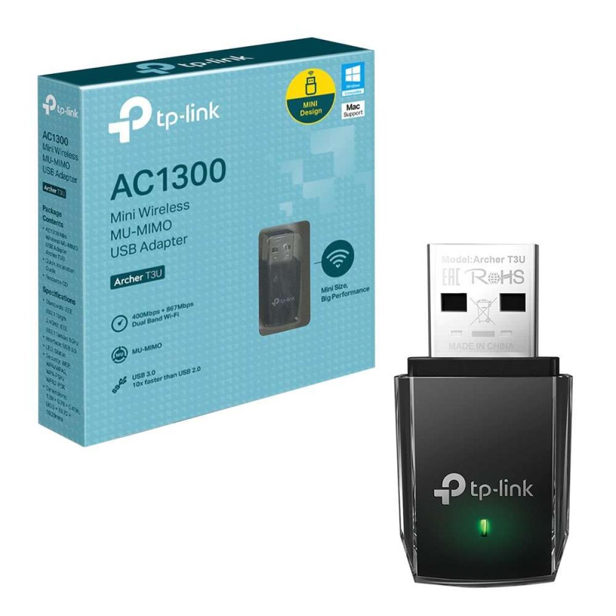 TP-Link T3U AC1300 - USB 3.0 Mini WiFi Adapter 2.4G/5G Dual Band Wireless Network Adapter for PC Desktop