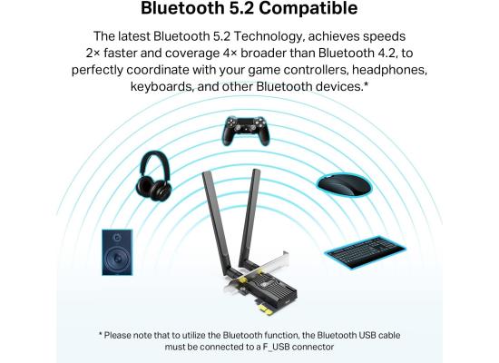 TP-Link WiFi 6 PCIe WiFi Card for Desktop PC AX1800 (Archer TX20E), Bluetooth 5.2, WPA3, 802.11ax Dual Band Wireless Adapter with MU-MIMO, Ultra-Low Latency, Supports Windows 11, 10 (64bit) Only