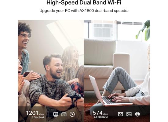 TP-Link WiFi 6 USB Adapter for Desktop PC - (Archer TX20U Plus) AX1800 Wireless Network Adapter with 2.4GHz, 5GHz, High Gain Dual Band 5dBi Antenna, WPA3, Supports Windows 11/10