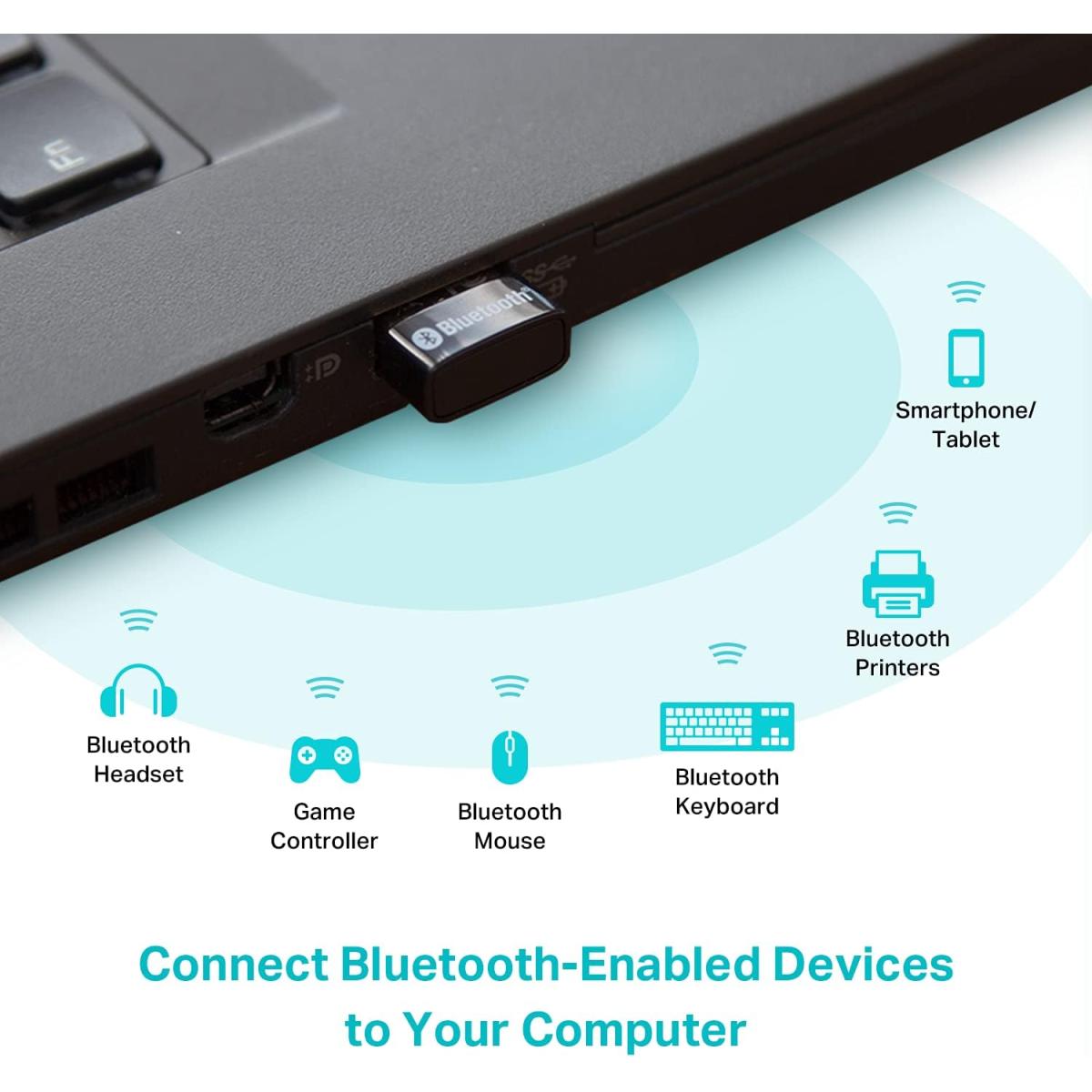 TP-Link USB Bluetooth Adapter for PC, Bluetooth 5.0/5.3 Dongle Receiver, Plug and Play, Nano Design, EDR & BLE, Supports Windows 11/10/8.1/7 for Desktop, Laptop, PS5/PS4/Xbox Controller (UB500)