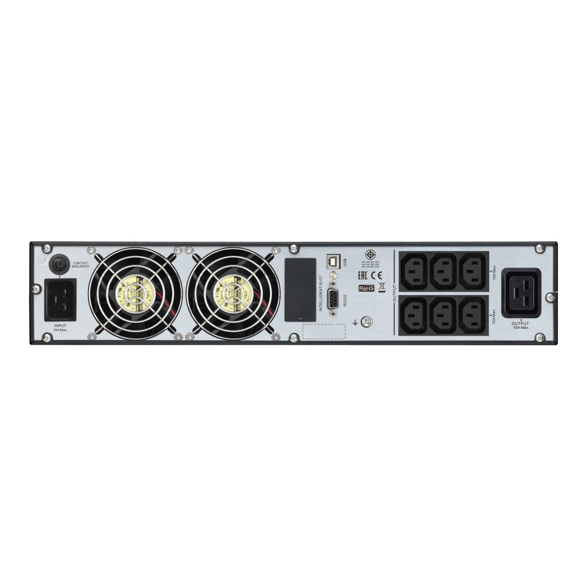 APC Easy UPS On-Line, 3kVA/2400W, Rackmount 2U, 230V, 6x IEC C13 + 1x IEC C19 outlets, Intelligent Card Slot, LCD, W/ rail kit